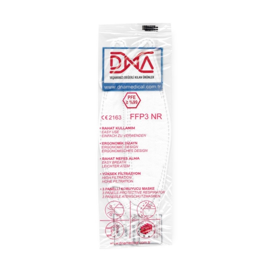 DNA respirátor FFP3 NR CE 2163 Medical 1ks