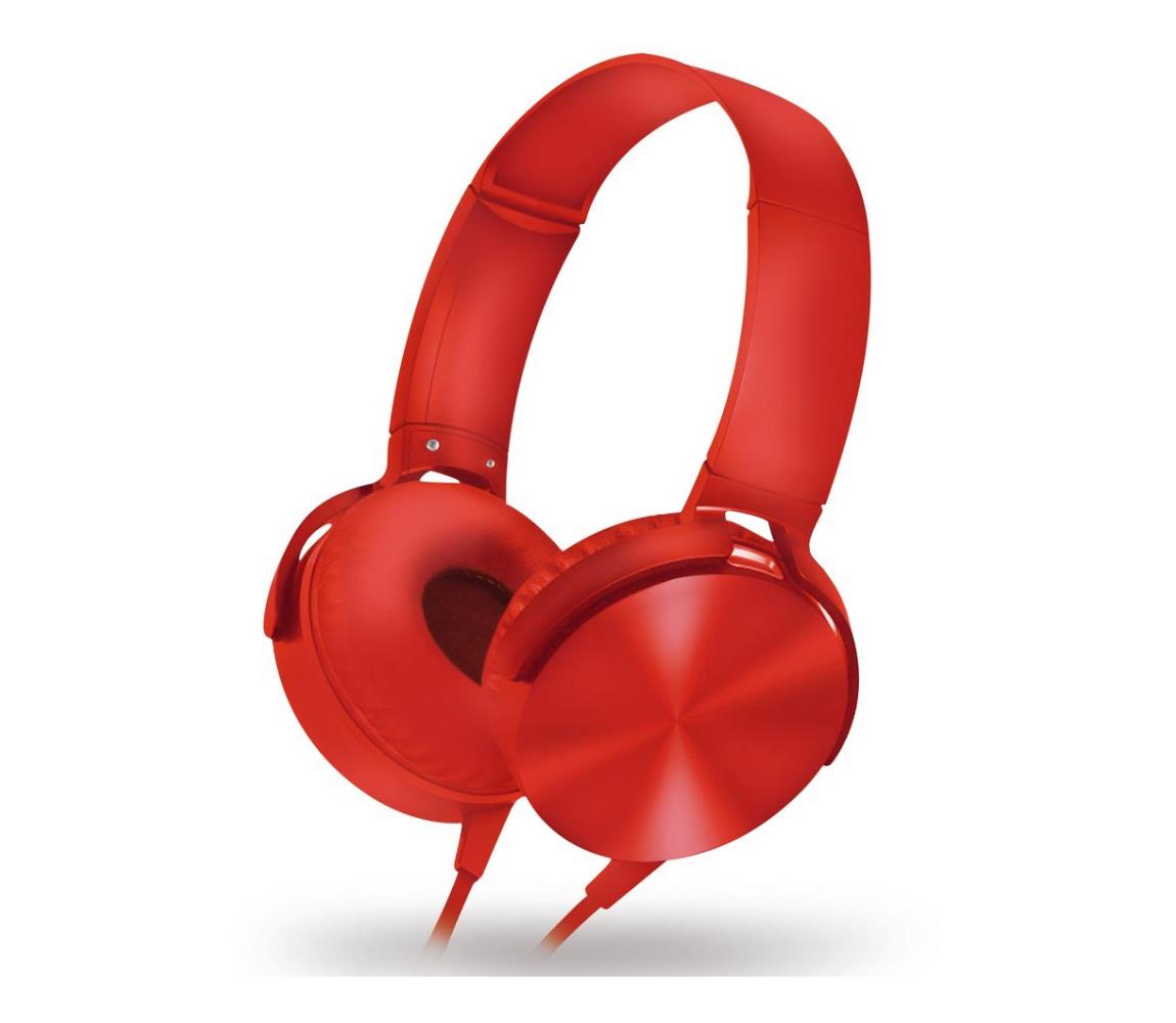 Platinet Drátová sluchátka s mikrofonem červená PL0394