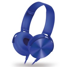 Drátová sluchátka s mikrofonem modrá