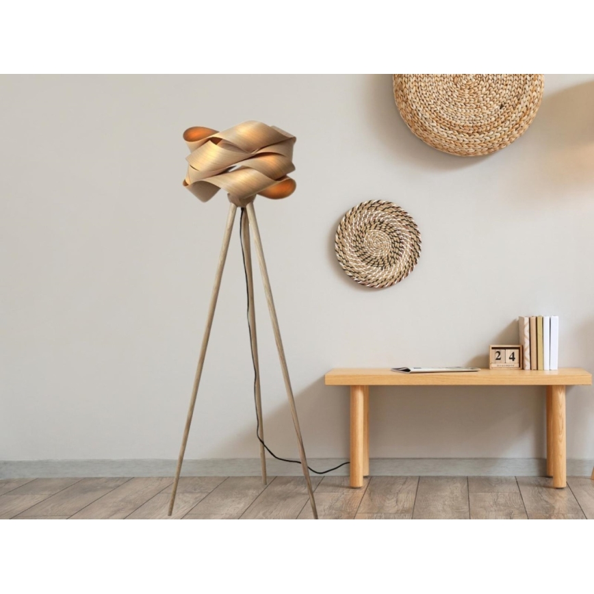 Dřevěná stojací lampa 1xE27/60W/230V masiv/dýha/jasan