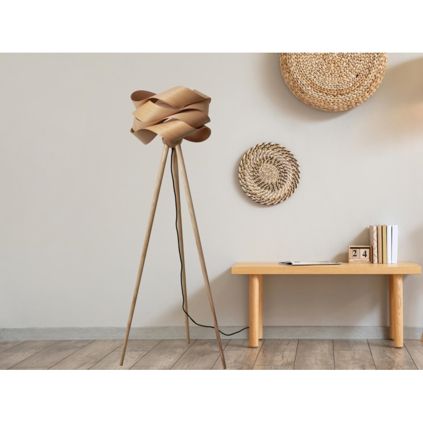 Dřevěná stojací lampa 1xE27/60W/230V masiv/dýha/jasan