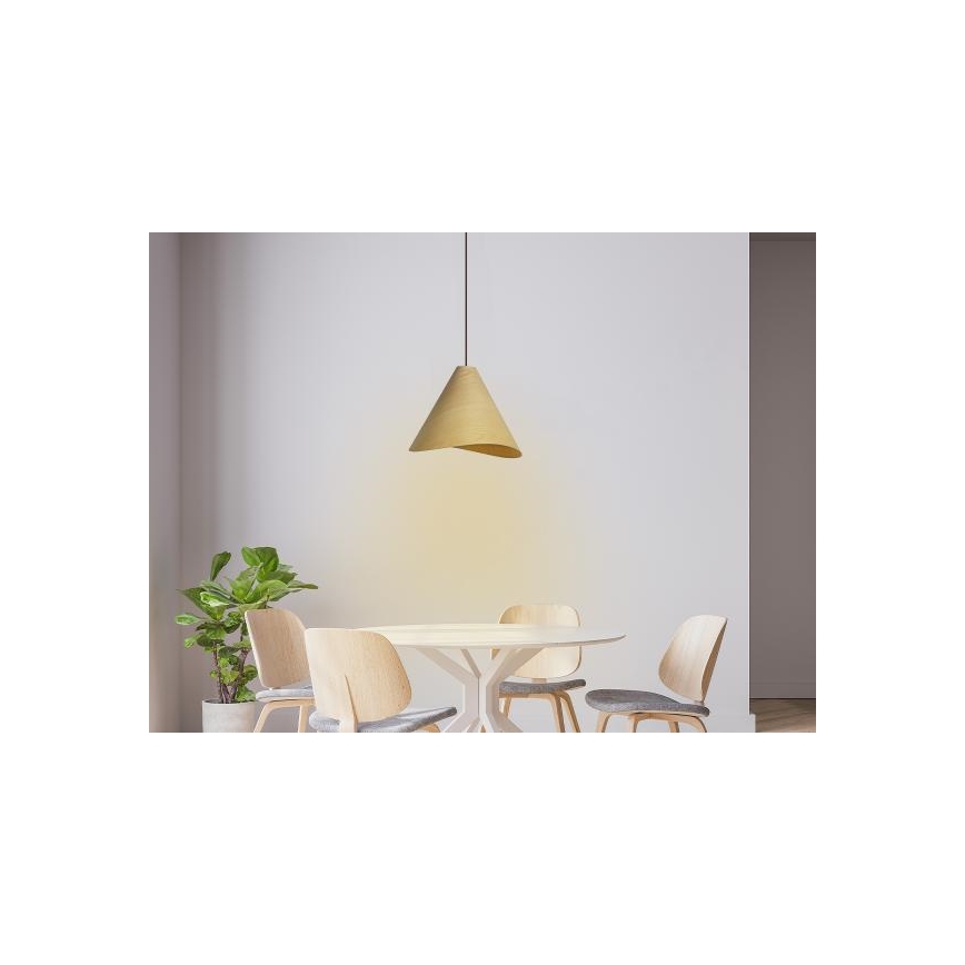 Dřevěný lustr na lanku 1xE27/60W/230V pr. 33 cm masiv/dub/kaučukovník