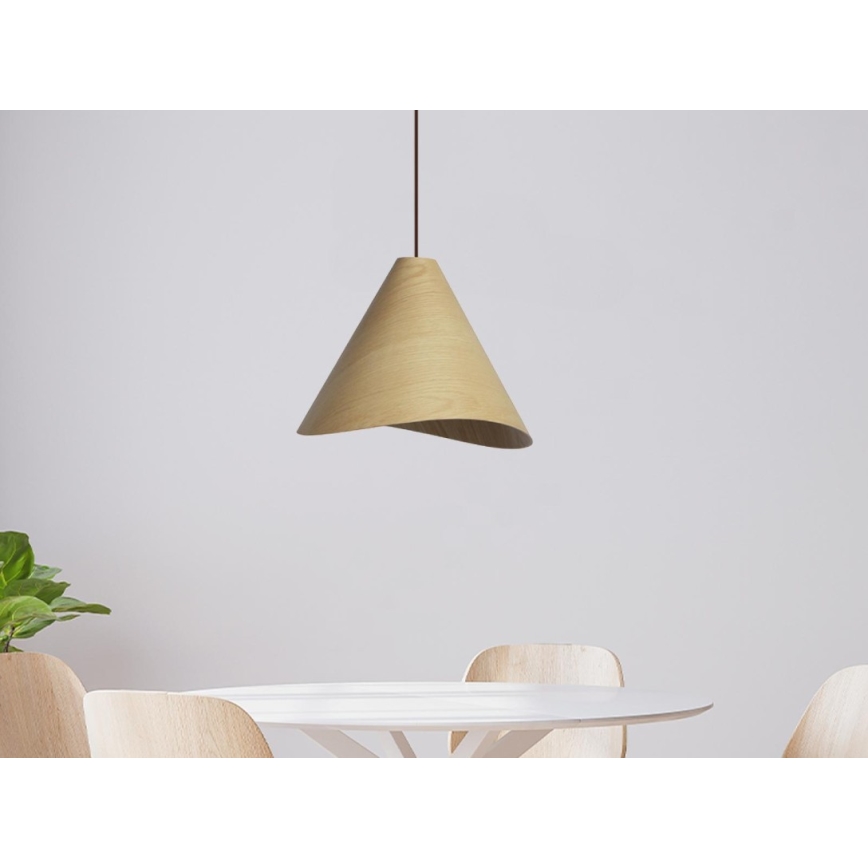 Dřevěný lustr na lanku 1xE27/60W/230V pr. 33 cm masiv/dub/kaučukovník