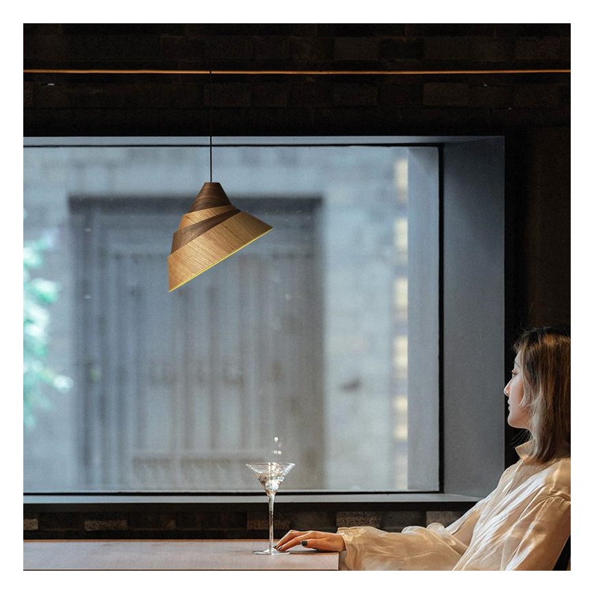 Dřevěný lustr na lanku 1xE27/60W/230V pr. 33 cm masiv/dub/ořech/kaučukovník