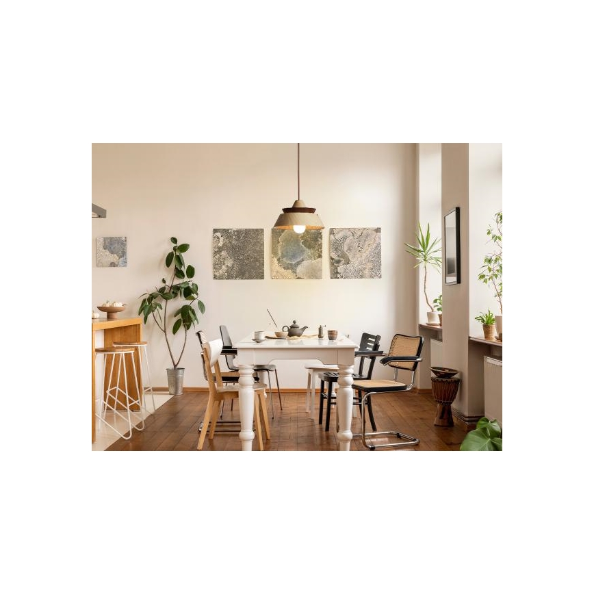 Dřevěný lustr na lanku 1xE27/60W/230V pr. 33 cm masiv/dub/ořech/kaučukovník