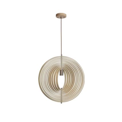 Dřevěný lustr na lanku 1xE27/60W/230V pr. 43,5 cm masiv/dýha/buk/kaučukovník