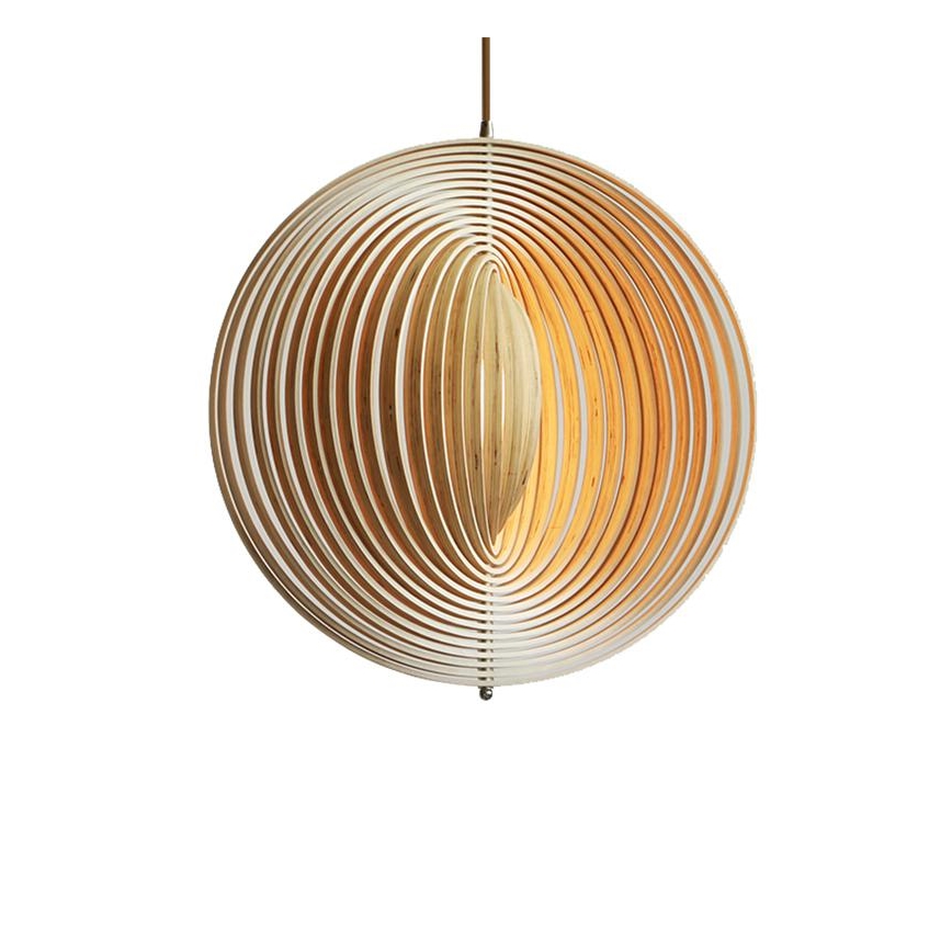 Dřevěný lustr na lanku 1xE27/60W/230V pr. 43,5 cm masiv/dýha/buk/kaučukovník