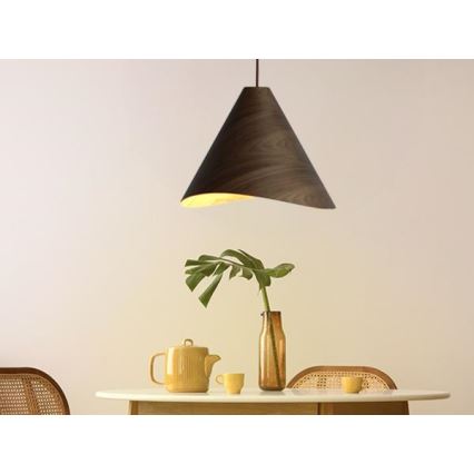 Dřevěný lustr na lanku 1xE27/60W/230V pr. 45 cm masiv/ořech/kaučukovník