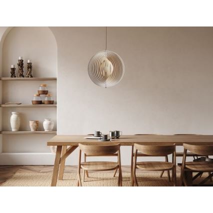 Dřevěný lustr na lanku 1xE27/60W/230V pr. 50 cm masiv/dýha/kaučukovník