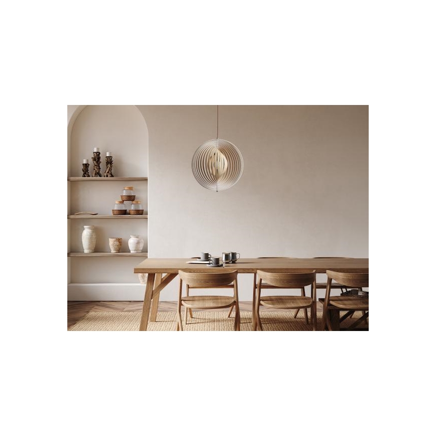 Dřevěný lustr na lanku 1xE27/60W/230V pr. 50 cm masiv/dýha/kaučukovník