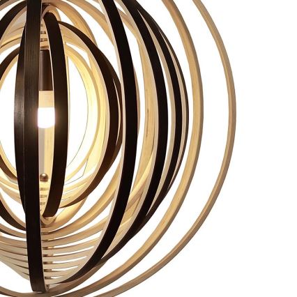 Dřevěný lustr na lanku 1xE27/60W/230V pr. 50 cm masiv/dýha/kaučukovník