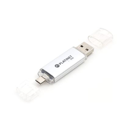 Dual Flash Disk USB + MicroUSB 32GB stříbrná