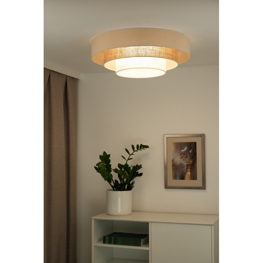 Duolla - LED Stropní svítidlo LUNETA LED/26W/230V pr. 60 cm 4000K ratan/béžová/hnědá