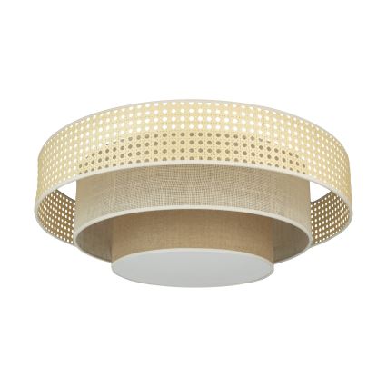 Duolla - LED Stropní svítidlo LUNETA LED/26W/230V pr. 60 cm 4000K ratan/béžová/hnědá