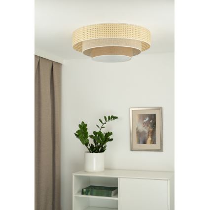 Duolla - LED Stropní svítidlo LUNETA LED/26W/230V pr. 60 cm 4000K ratan/béžová/hnědá
