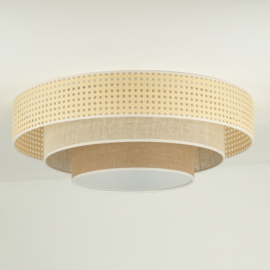 Duolla - LED Stropní svítidlo LUNETA LED/26W/230V pr. 60 cm 4000K ratan/béžová/hnědá