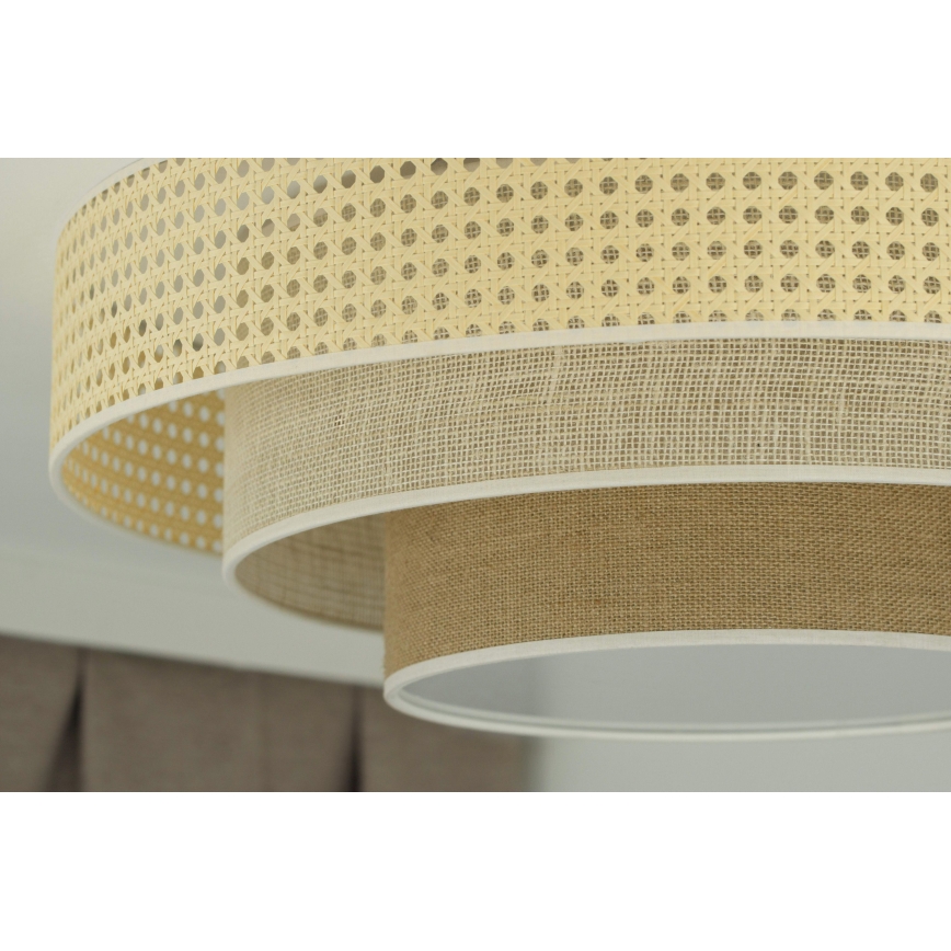 Duolla - LED Stropní svítidlo LUNETA LED/26W/230V pr. 60 cm 4000K ratan/béžová/hnědá