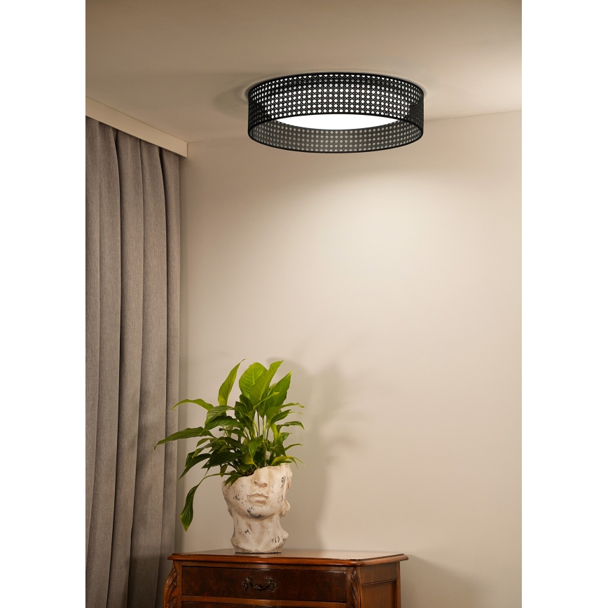 Duolla - LED Stropní svítidlo ROLLER RATTAN LED/24W/230V pr. 45 cm černá