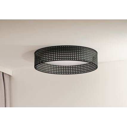 Duolla - LED Stropní svítidlo ROLLER RATTAN LED/24W/230V pr. 45 cm černá