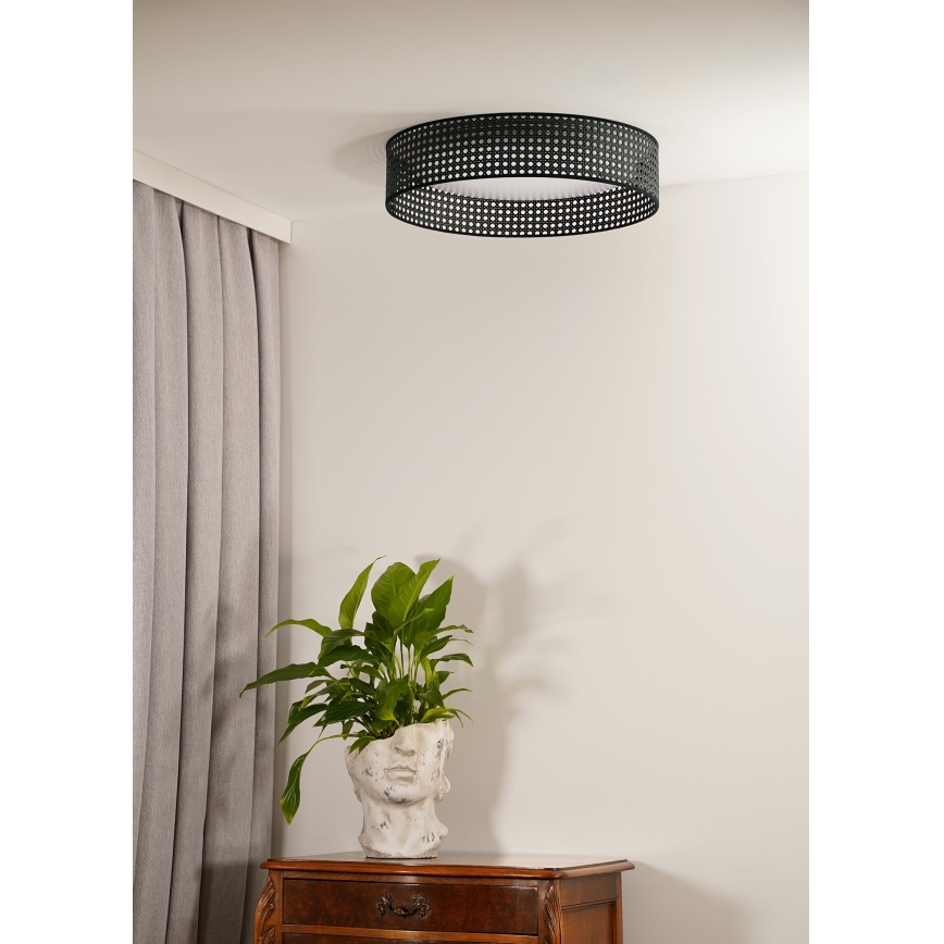 Duolla - LED Stropní svítidlo ROLLER RATTAN LED/24W/230V pr. 45 cm černá