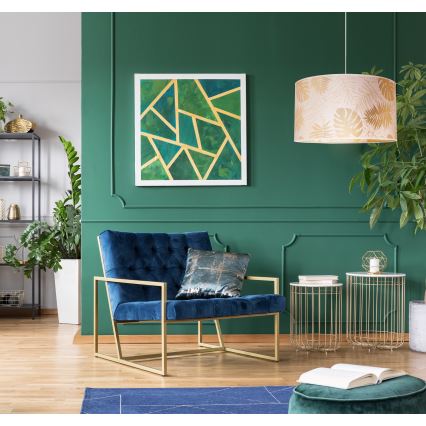 Duolla - Lustr na lanku ARECA 1xE27/40W/230V pr. 45 cm mosaz/bílá