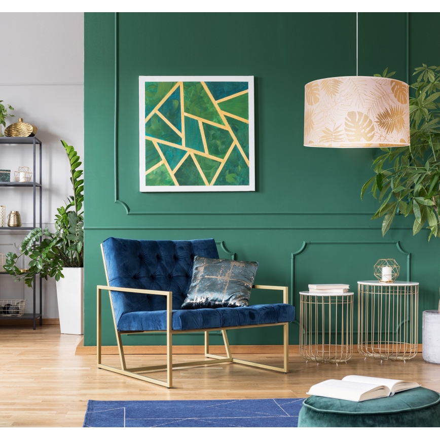 Duolla - Lustr na lanku ARECA 1xE27/40W/230V pr. 45 cm mosaz/bílá