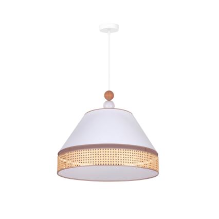 Duolla - Lustr na lanku AVIGNON 1xE27/15W/230V pr. 50 cm bílá/ratan