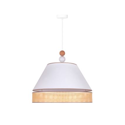 Duolla - Lustr na lanku AVIGNON 1xE27/15W/230V pr. 50 cm bílá/ratan