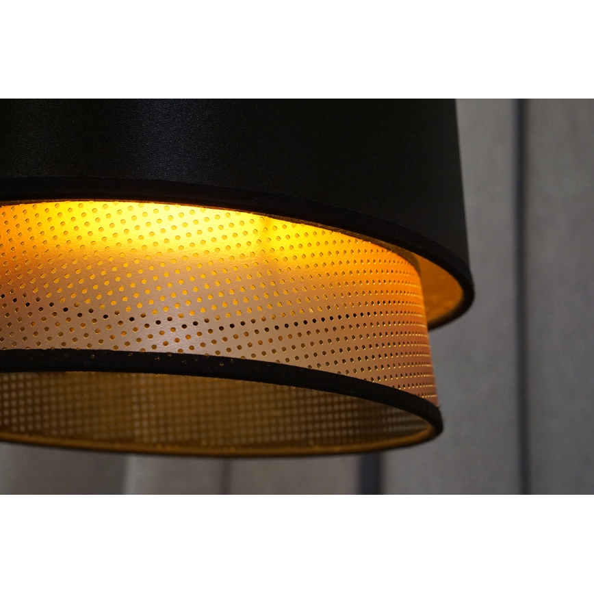 Duolla - Lustr na lanku BELL SHINY 1xE27/15W/230V pr. 25 cm černá/měděná