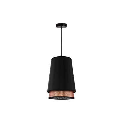 Duolla - Lustr na lanku BELL SHINY 1xE27/15W/230V pr. 25 cm černá/měděná