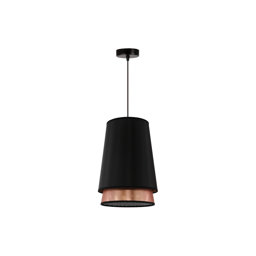 Duolla - Lustr na lanku BELL SHINY 1xE27/15W/230V pr. 25 cm černá/měděná