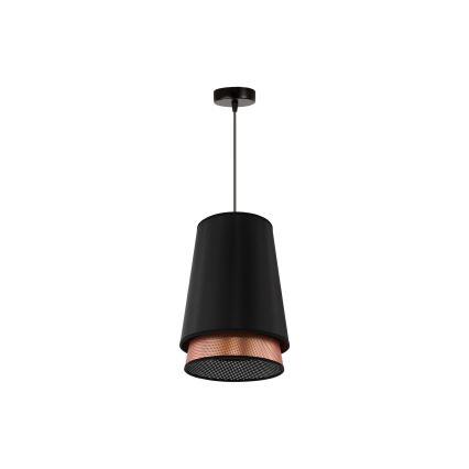 Duolla - Lustr na lanku BELL SHINY 1xE27/15W/230V pr. 25 cm černá/měděná