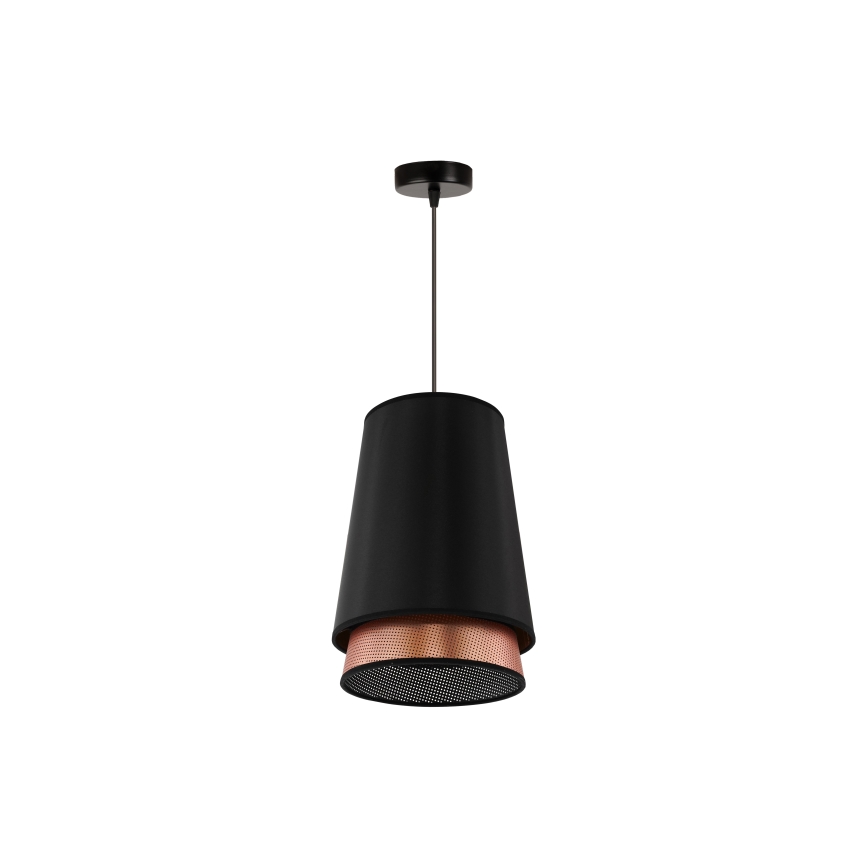Duolla - Lustr na lanku BELL SHINY 1xE27/15W/230V pr. 25 cm černá/měděná