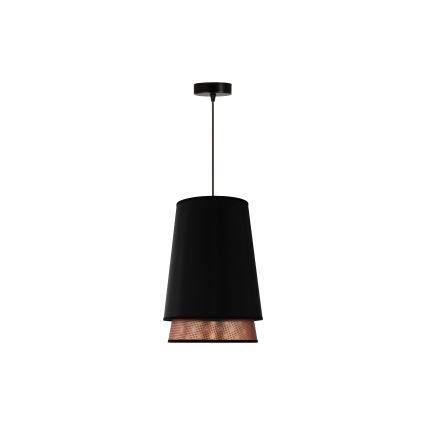 Duolla - Lustr na lanku BELL SHINY 1xE27/15W/230V pr. 25 cm černá/měděná