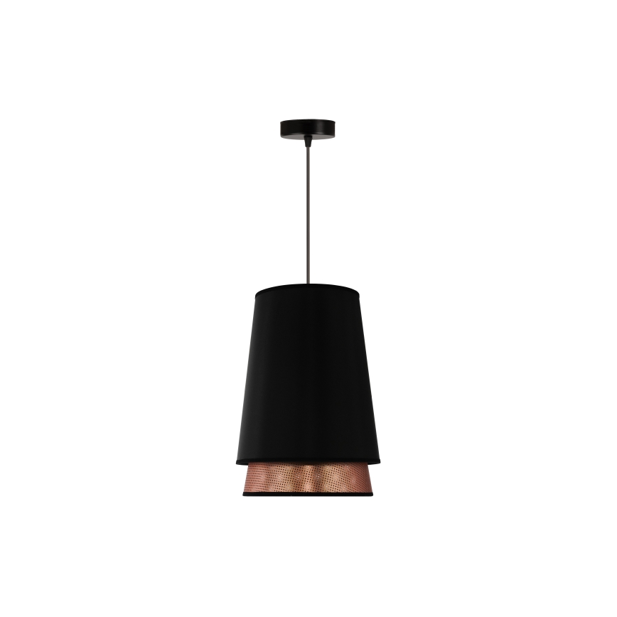 Duolla - Lustr na lanku BELL SHINY 1xE27/15W/230V pr. 25 cm černá/měděná