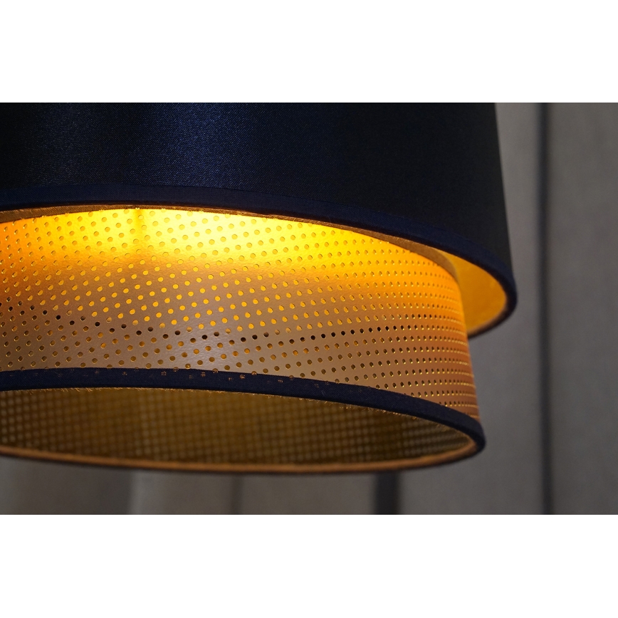 Duolla - Lustr na lanku BELL SHINY 1xE27/15W/230V pr. 25 cm modrá/měděná