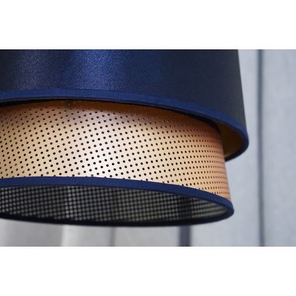 Duolla - Lustr na lanku BELL SHINY 1xE27/15W/230V pr. 25 cm modrá/měděná