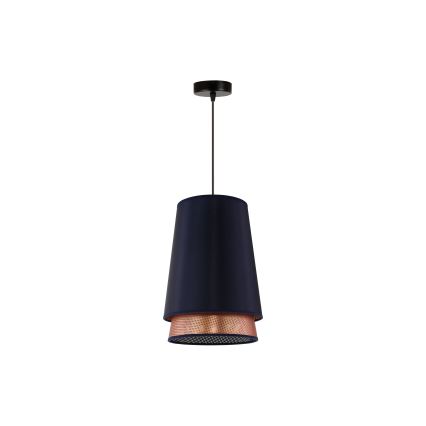 Duolla - Lustr na lanku BELL SHINY 1xE27/15W/230V pr. 25 cm modrá/měděná