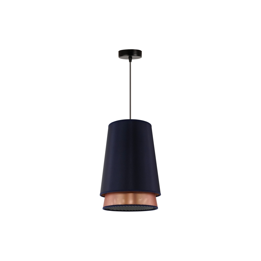 Duolla - Lustr na lanku BELL SHINY 1xE27/15W/230V pr. 25 cm modrá/měděná
