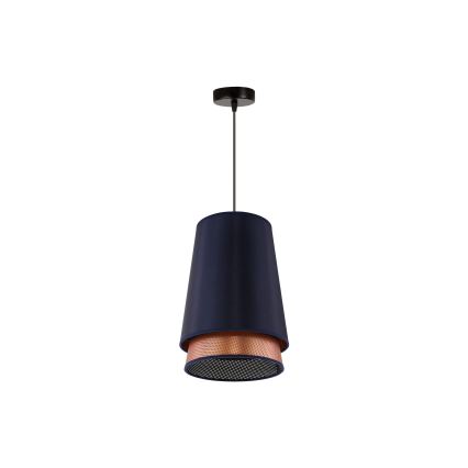 Duolla - Lustr na lanku BELL SHINY 1xE27/15W/230V pr. 25 cm modrá/měděná