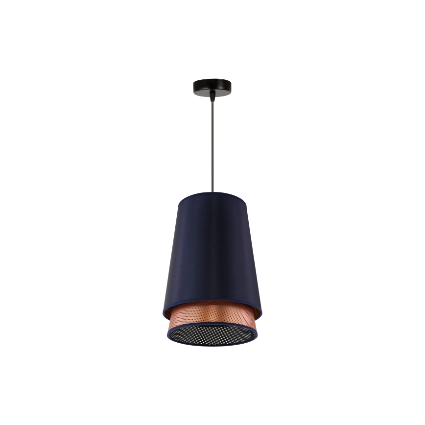 Duolla - Lustr na lanku BELL SHINY 1xE27/15W/230V pr. 25 cm modrá/měděná