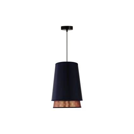 Duolla - Lustr na lanku BELL SHINY 1xE27/15W/230V pr. 25 cm modrá/měděná