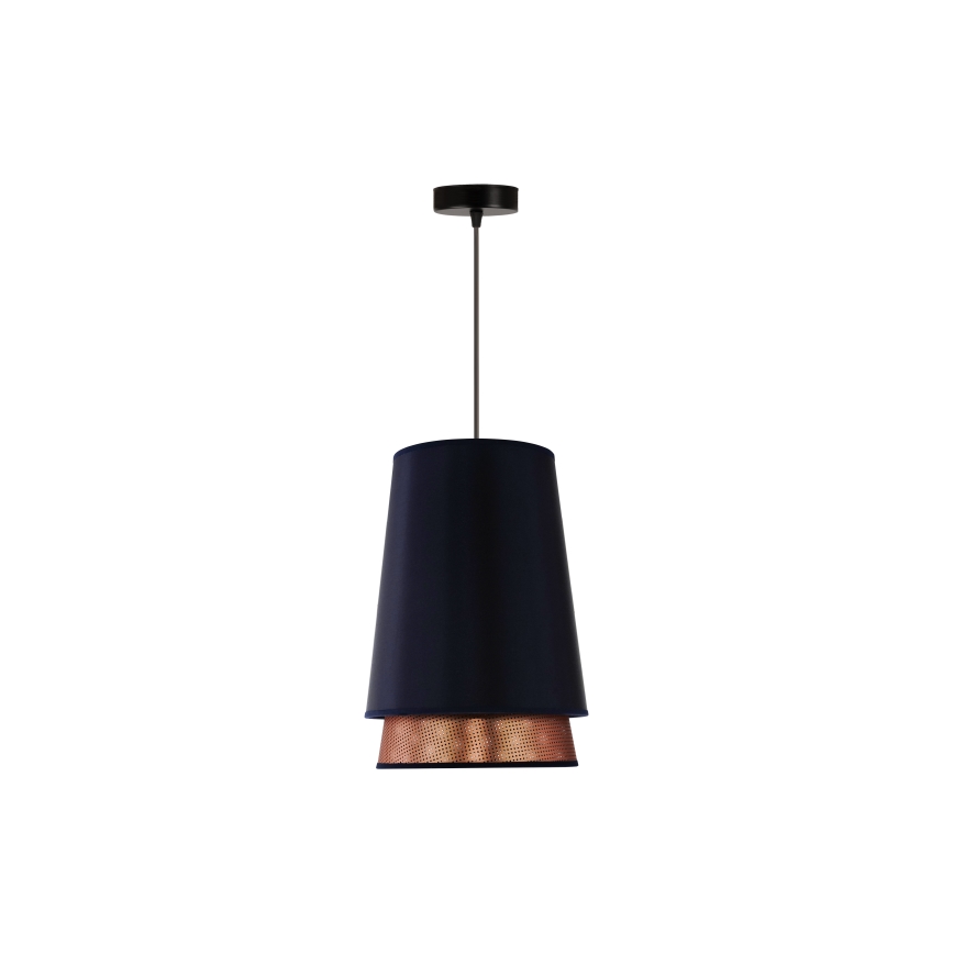 Duolla - Lustr na lanku BELL SHINY 1xE27/15W/230V pr. 25 cm modrá/měděná