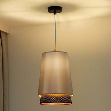 Duolla - Lustr na lanku BELL SHINY 1xE27/15W/230V pr. 25 cm stříbrná/černá