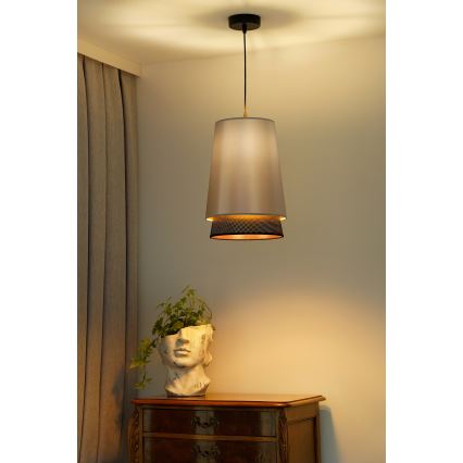 Duolla - Lustr na lanku BELL SHINY 1xE27/15W/230V pr. 25 cm stříbrná/černá