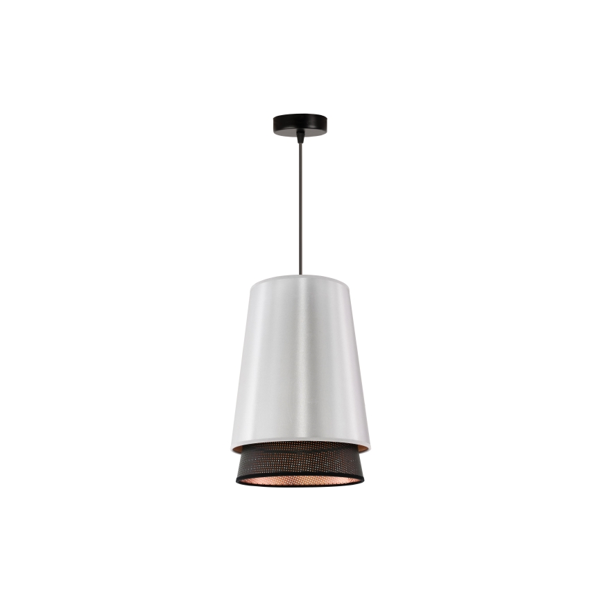 Duolla - Lustr na lanku BELL SHINY 1xE27/15W/230V pr. 25 cm stříbrná/černá