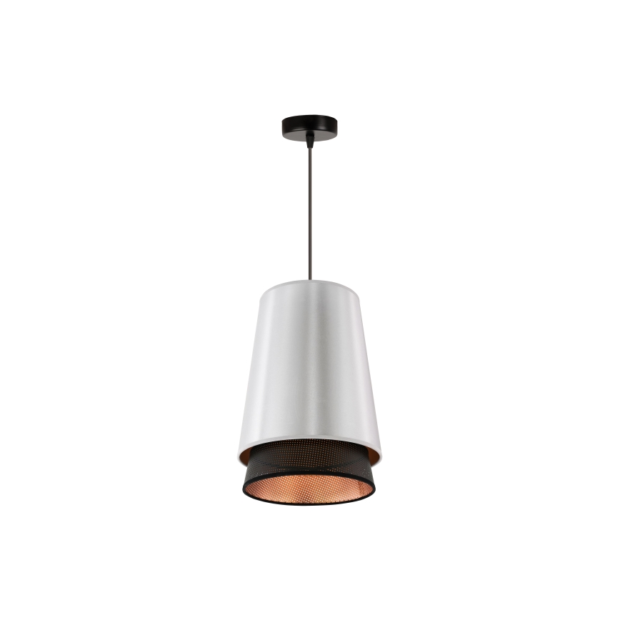 Duolla - Lustr na lanku BELL SHINY 1xE27/15W/230V pr. 25 cm stříbrná/černá