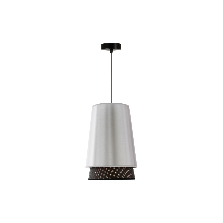 Duolla - Lustr na lanku BELL SHINY 1xE27/15W/230V pr. 25 cm stříbrná/černá