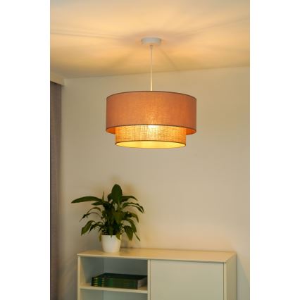 Duolla - Lustr na lanku BOHO 1xE27/15W/230V pr. 45 cm béžová/hnědá