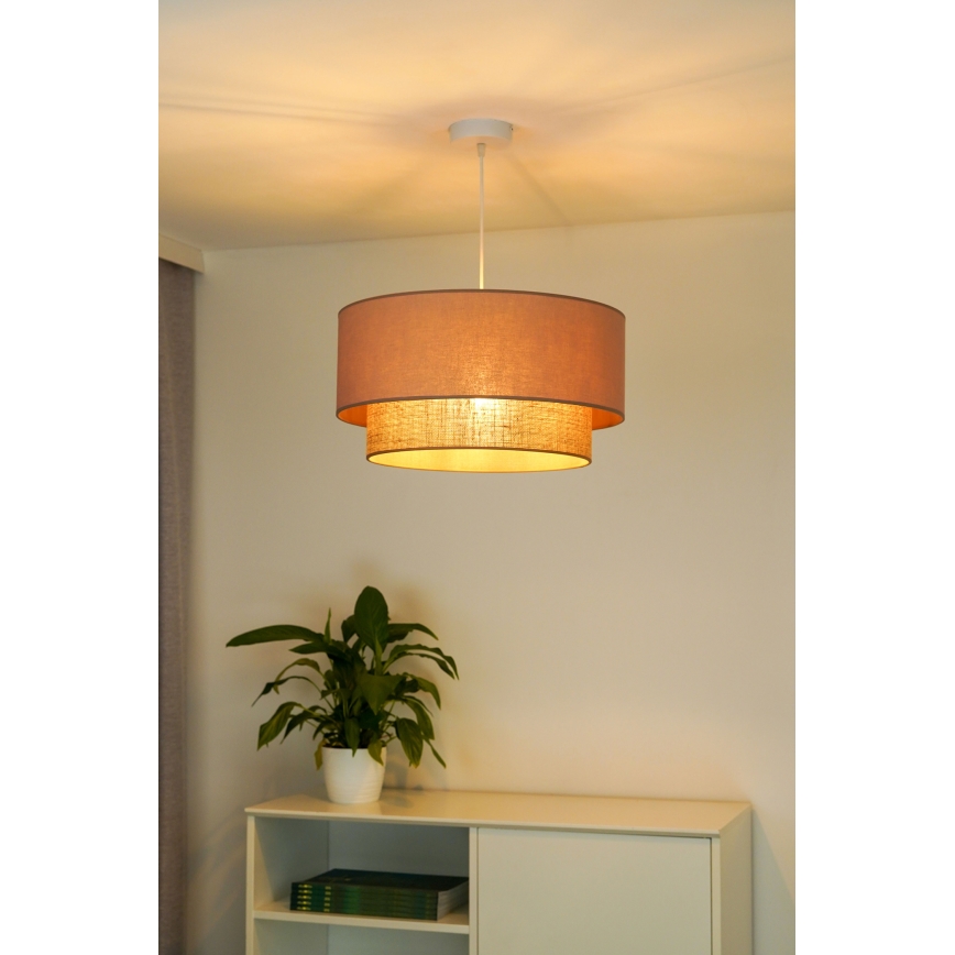 Duolla - Lustr na lanku BOHO 1xE27/15W/230V pr. 45 cm béžová/hnědá